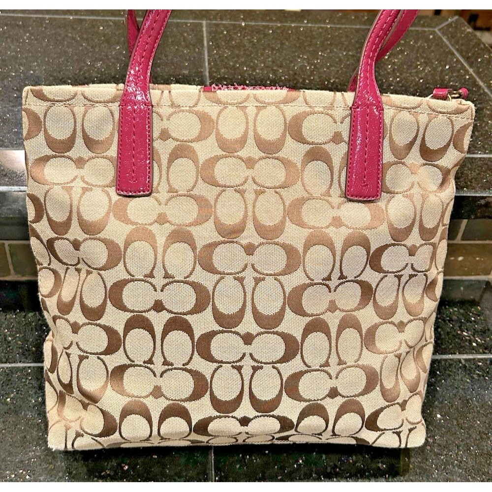 Coach Signature Raspberry Pink Python Snake Strip… - image 5